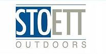 A blue and white logo for stoett outdoors on a white background.