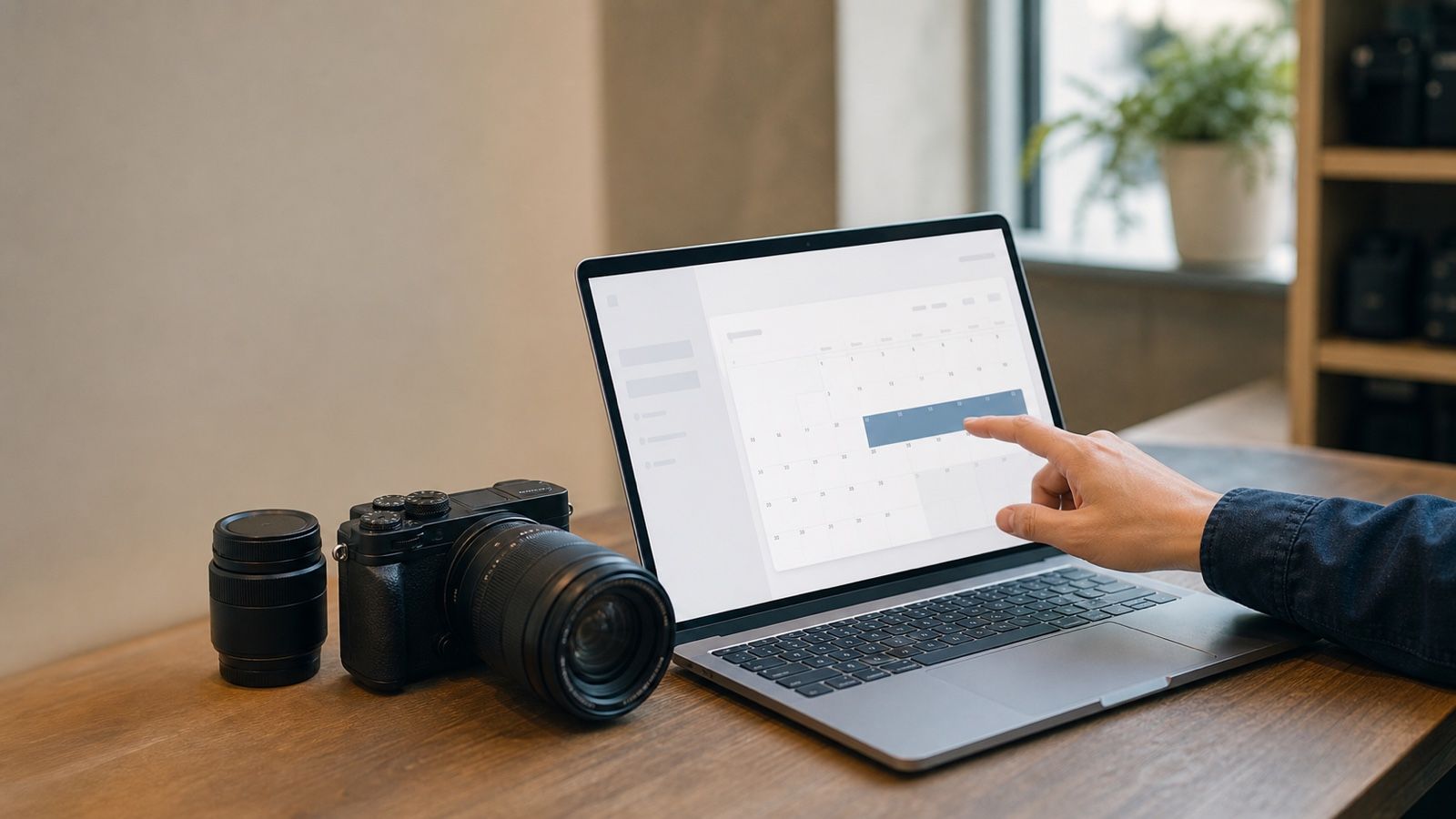 A customer reserving camera equipment online