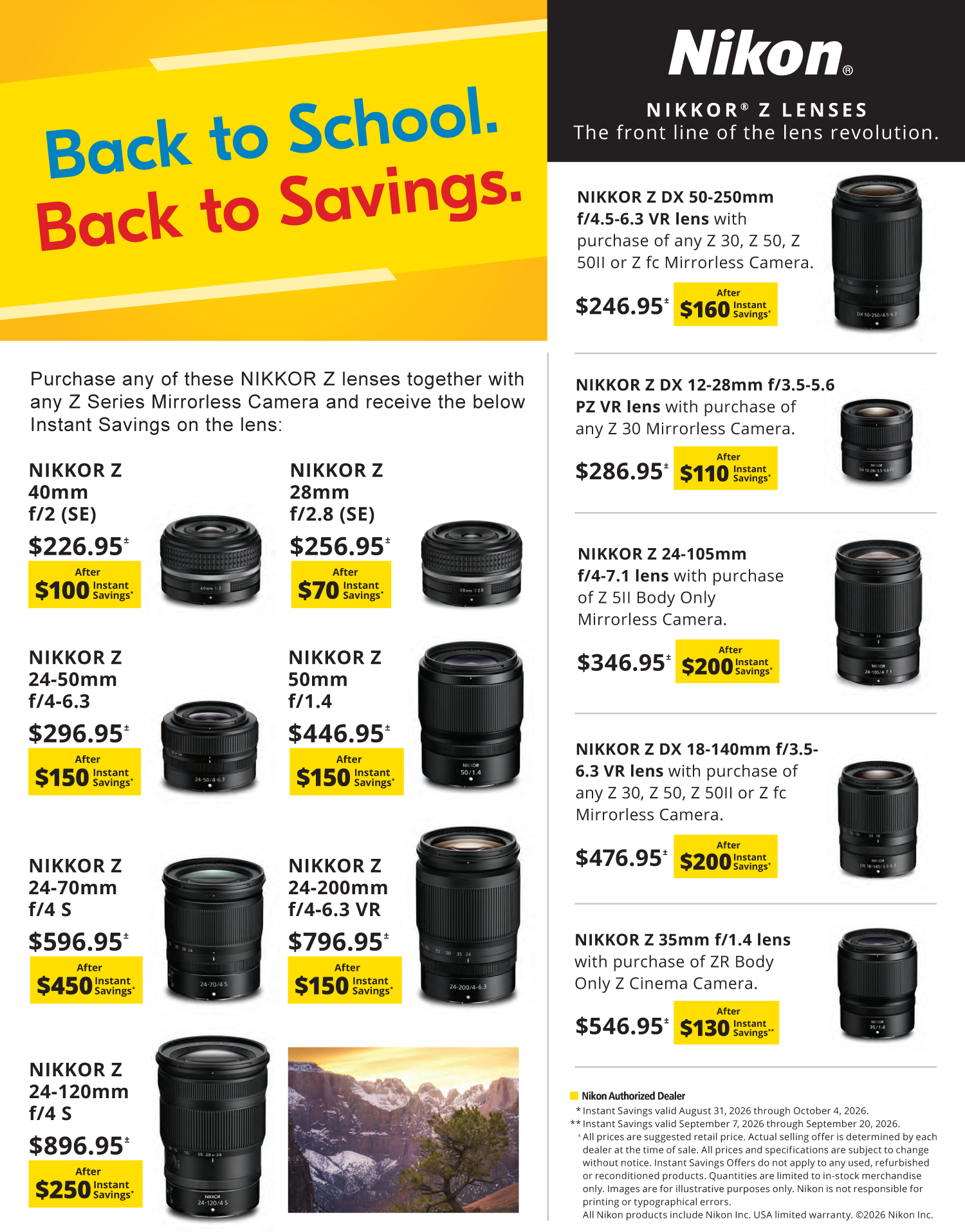 Save on NIKON at Milford Photo