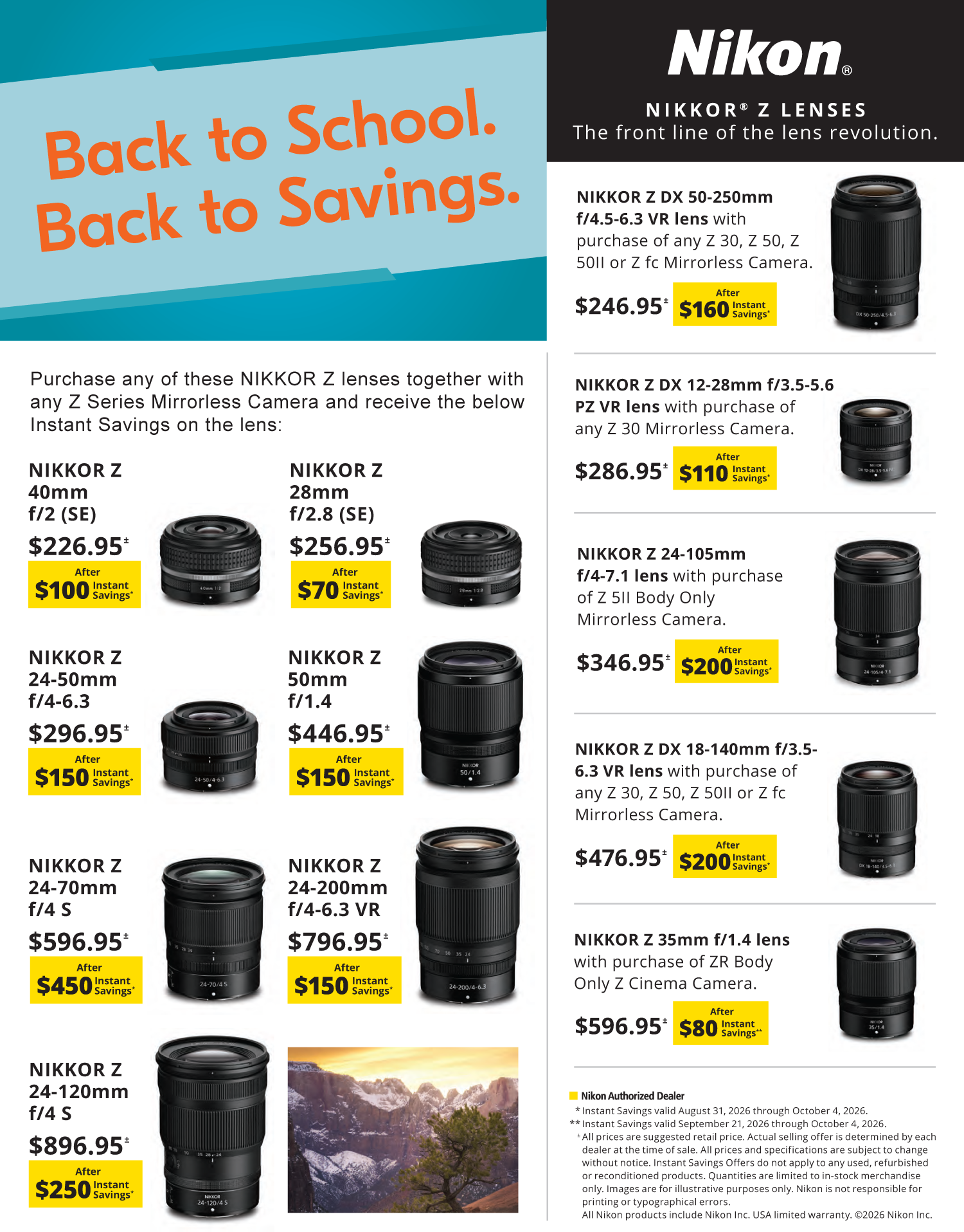 Save on NIKON at Milford Photo