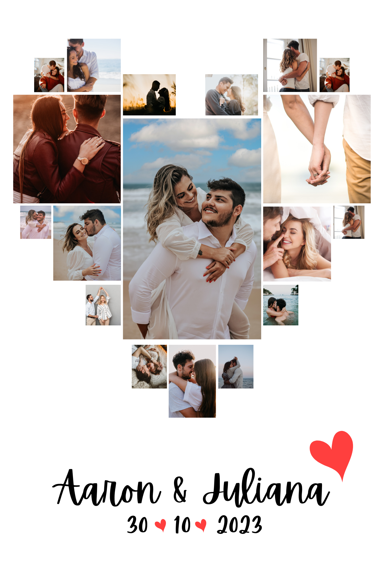 Heart Shaped Collage - 18 photos - 8x12
