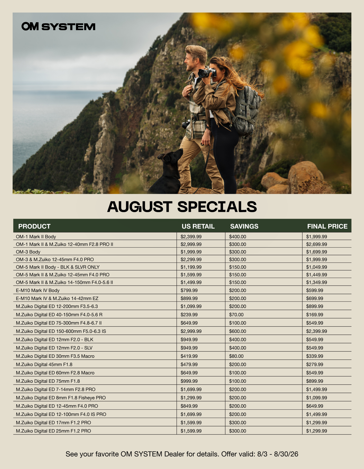 Save on OM SYSTEM at Milford Photo