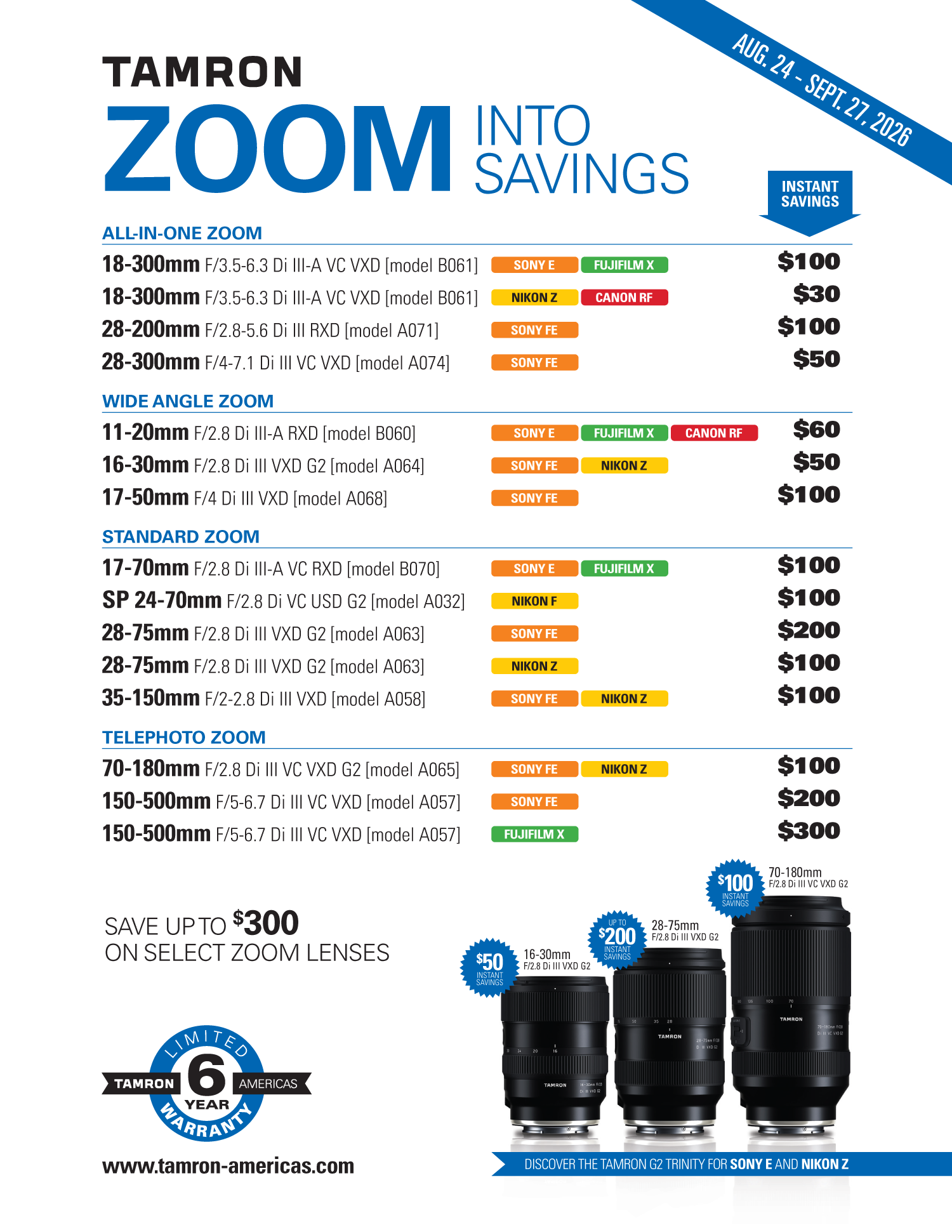 Save on Tamron Lenses at Milford Photo
