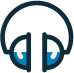 A pair of headphones with water drops on them on a white background.