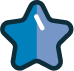 A blue star with a white outline on a white background.