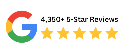 Google logo with “4,350+ 5-Star Reviews” and five gold stars