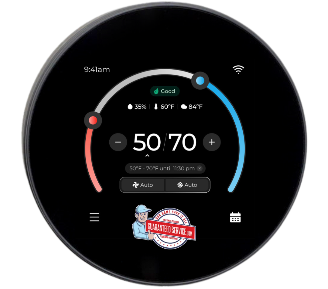 Circular smartwatch-style interface with red and blue gauges and a central 50:70 timer display on a black background