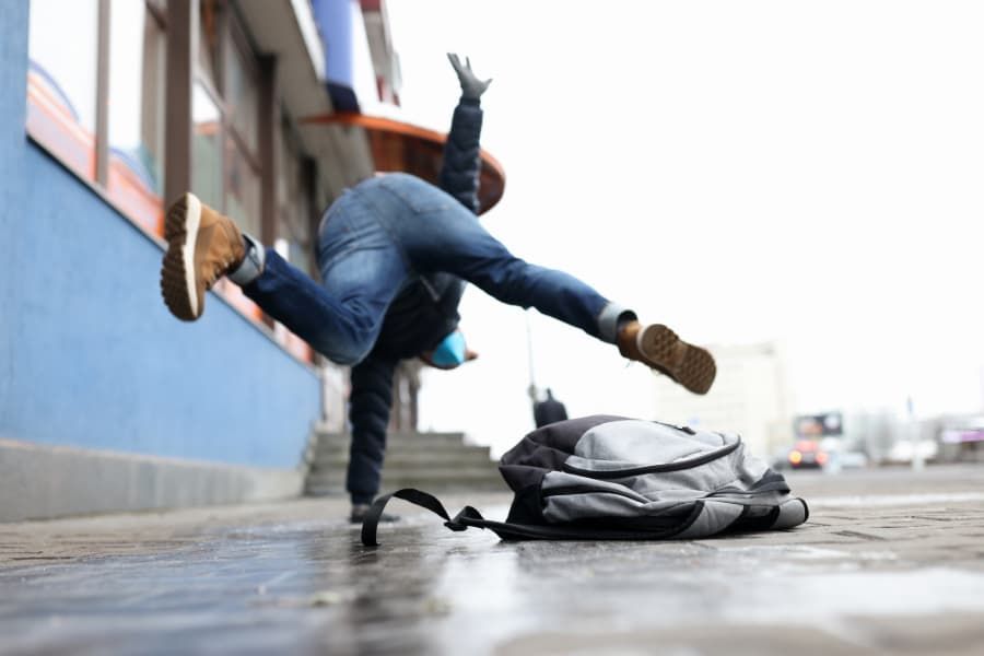 Man slipping on ice