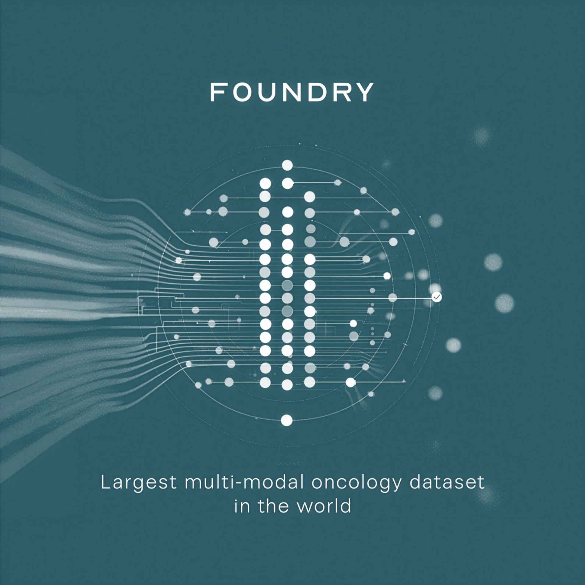 Foundry logo with a white data visualization on a teal background, text says 