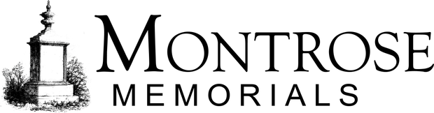 Montrose Memorials logo with a monument illustration and text.
