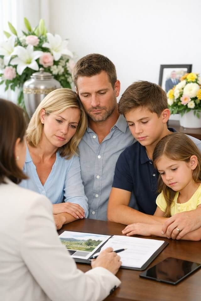 a grieving family planning a funeral and cremation service in Grand Junction, CO