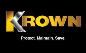 Logo Krown avec lettrage doré et argenté sur fond noir, slogan : « Protéger. Entretenir. Économiser. »