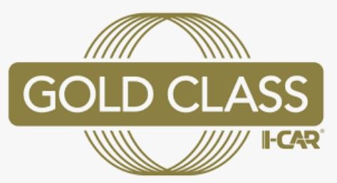 Gold Class I-CAR logo. Gold rectangle with