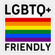 LGBTQ+ friendly sticker with rainbow flag.
