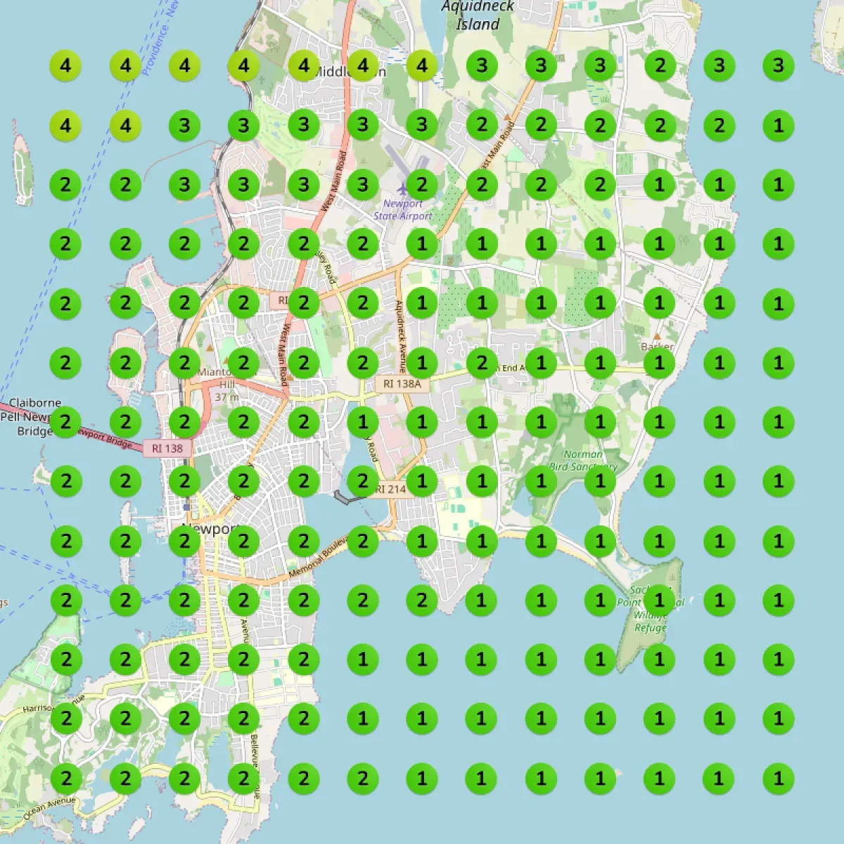 Local ranking map showing stronger visibility across the area