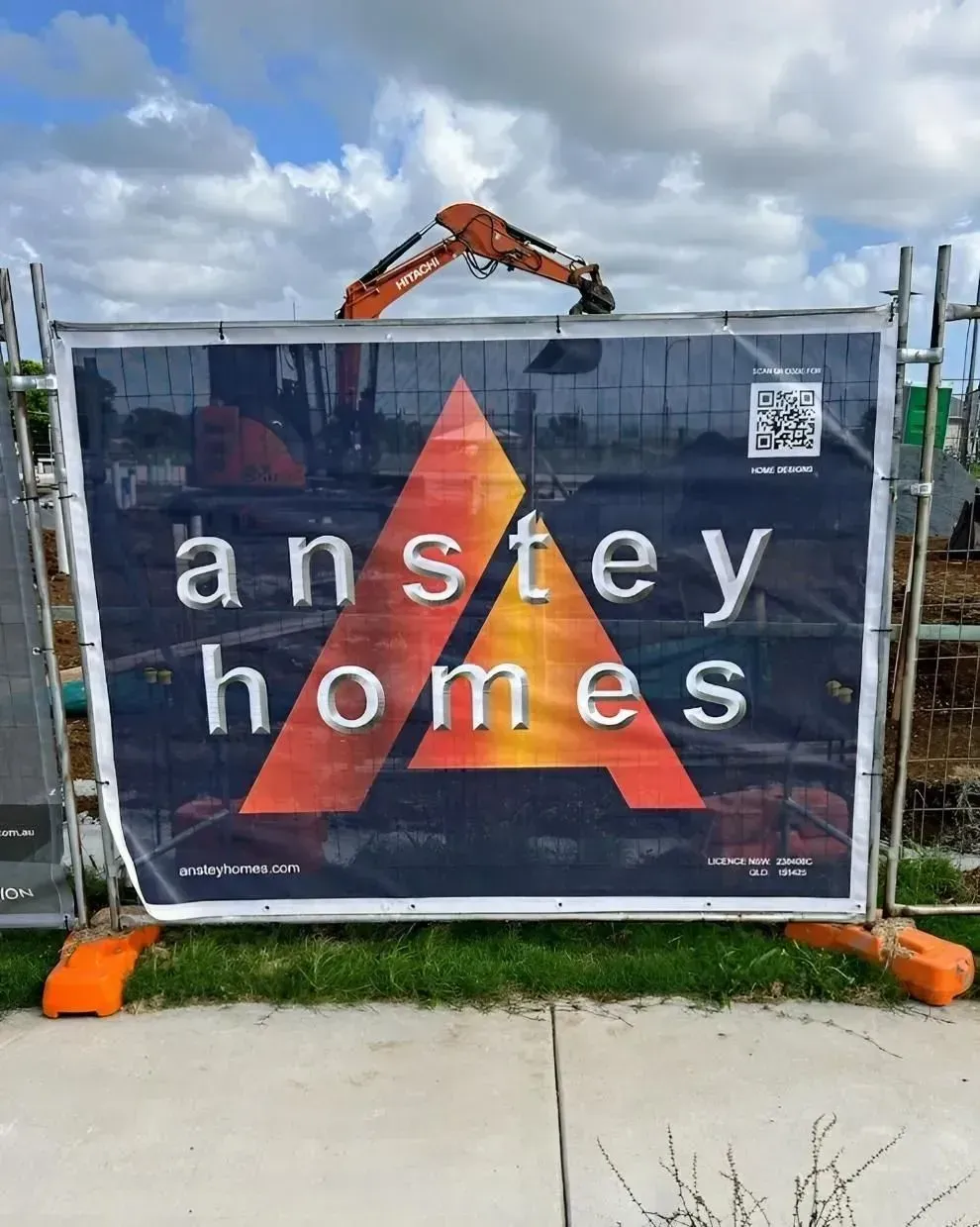 Anstey Homes Construction Fence Banner With Orange Logo — Fresh Print Signs In South Murwillumbah, NSW