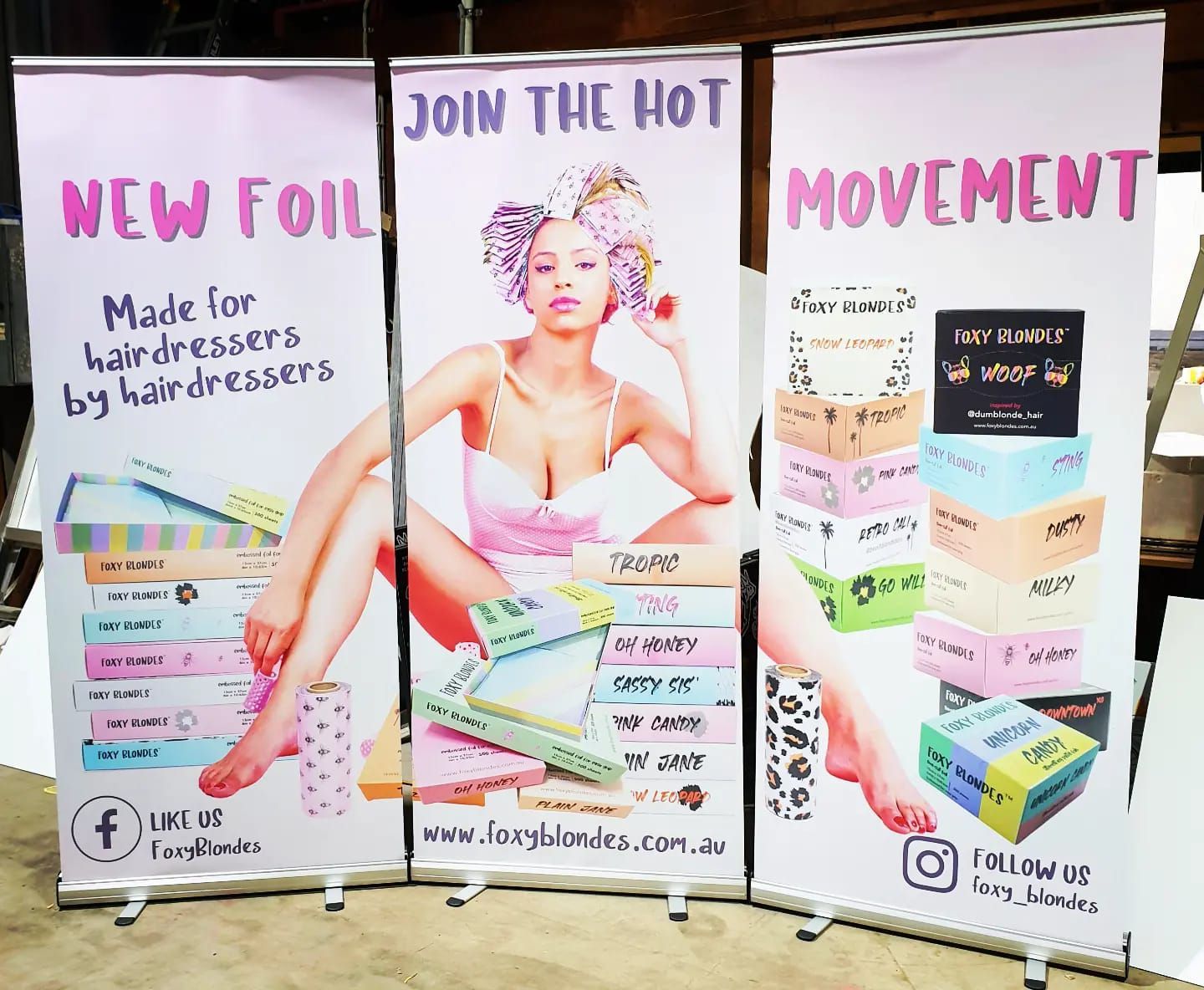 Three-panel Salon Banner in Pink and White Promoting — Fresh Print Signs In South Murwillumbah, NSW