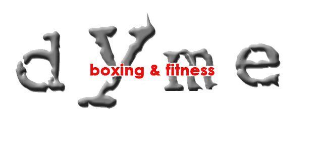 Stylized gray wordmark with red text “boxing & fitness” centered across the letters