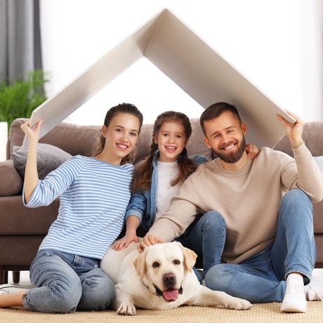 Happy Family And Their Dog