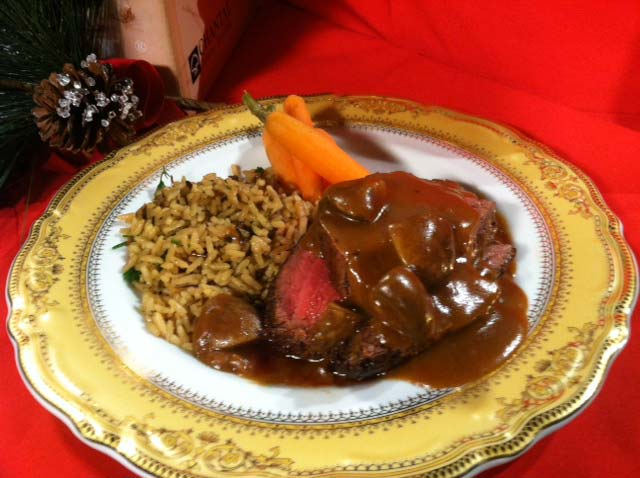 Beef Tenderloin with Mushrooms and Espagnole Sauce