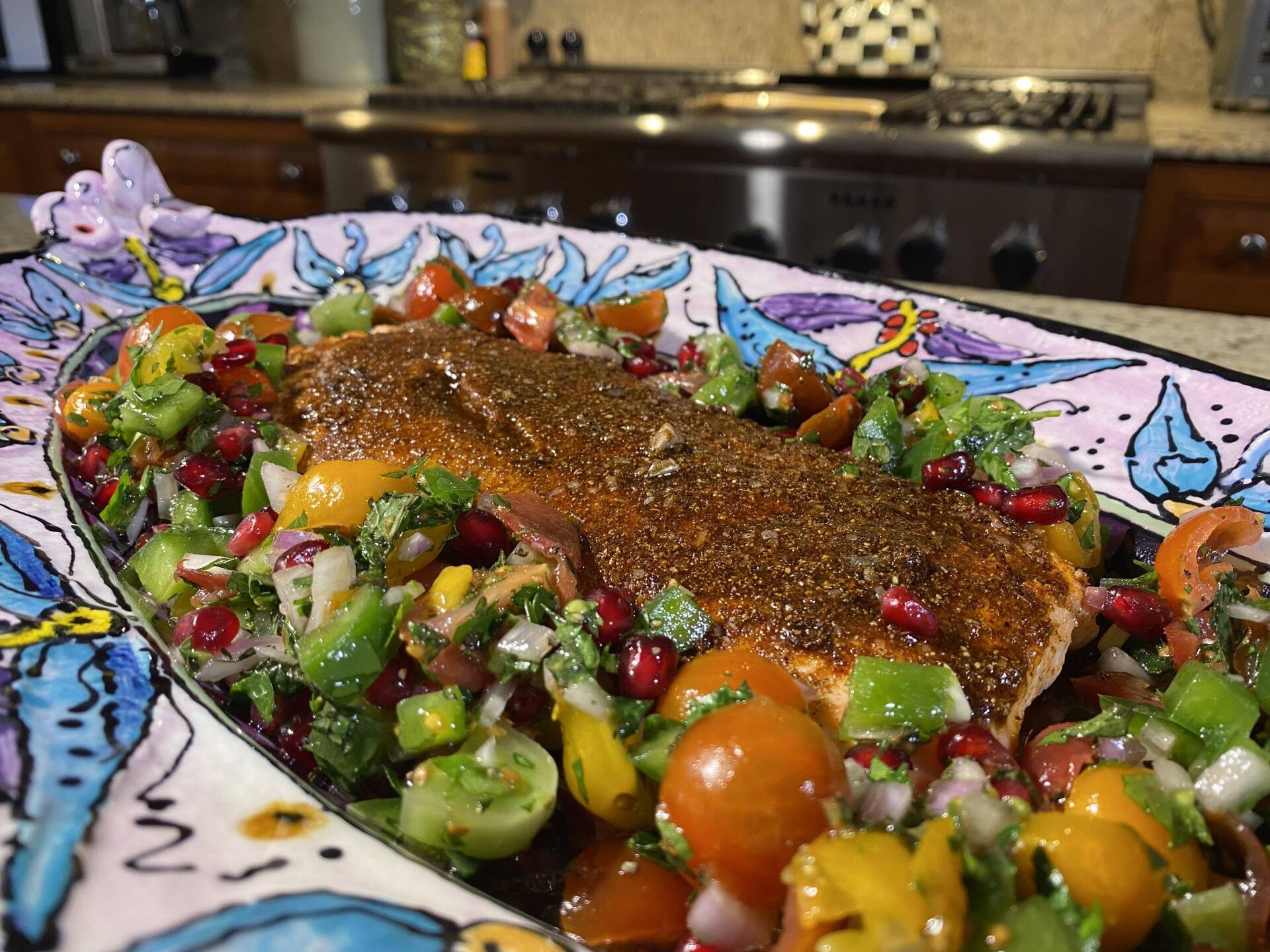 Blackened Salmon with Pomegranate Salsa