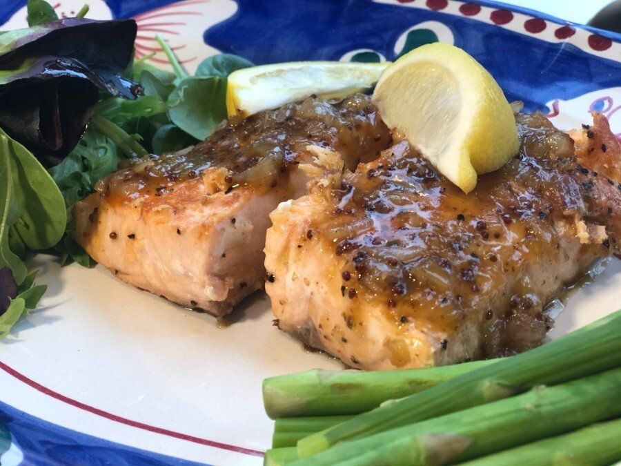 Bourbon and Mustard Glazed Salmon