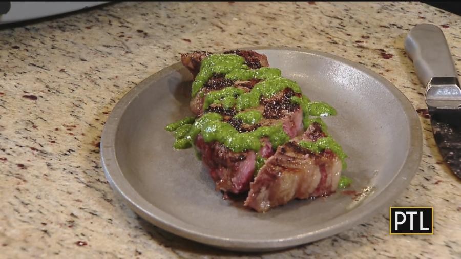 New York Strip Steaks with Chimichurri Sauce