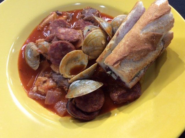 Clam Stew with Shiitakes and Chorizo