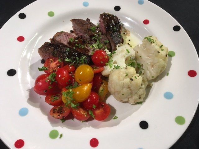 Rib-Eye Steak au Poivre with Balsamic Reduction