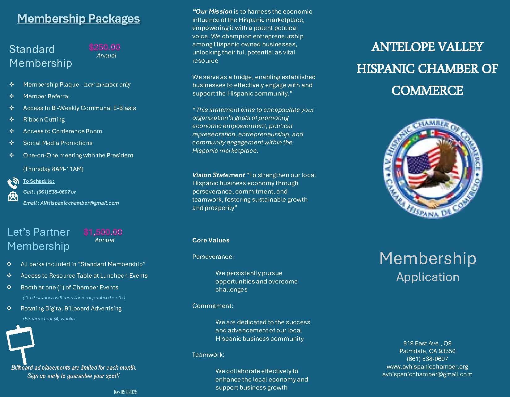 A blue brochure that says let 's partner membership