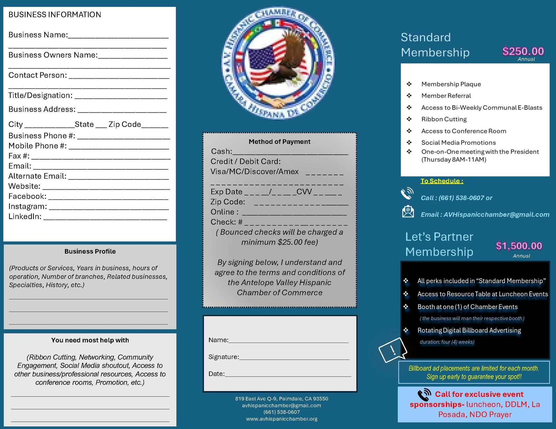A brochure with a picture of an eagle and an american flag on it