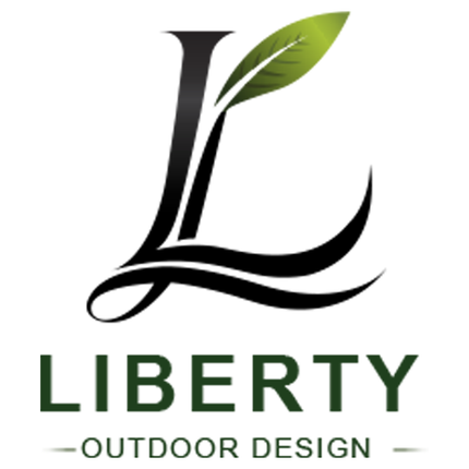 Liberty Outdoor Design logo with stylized black and green L and leaf icon
