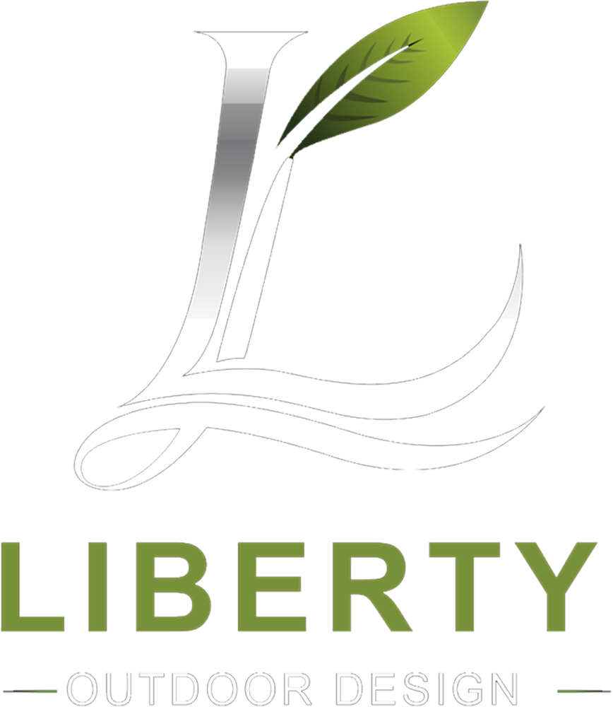 Liberty Outdoor Design logo with a green leaf forming the letter L
