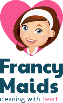 A logo for francy maids cleaning with heart