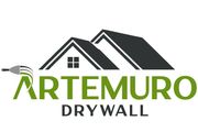 ARTEMURO Drywall logo with stylized black and green house roof icon