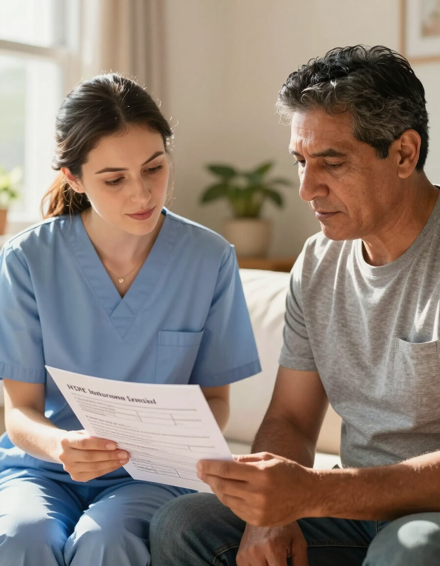 Therapist reviewing a home exercise plan with a patient