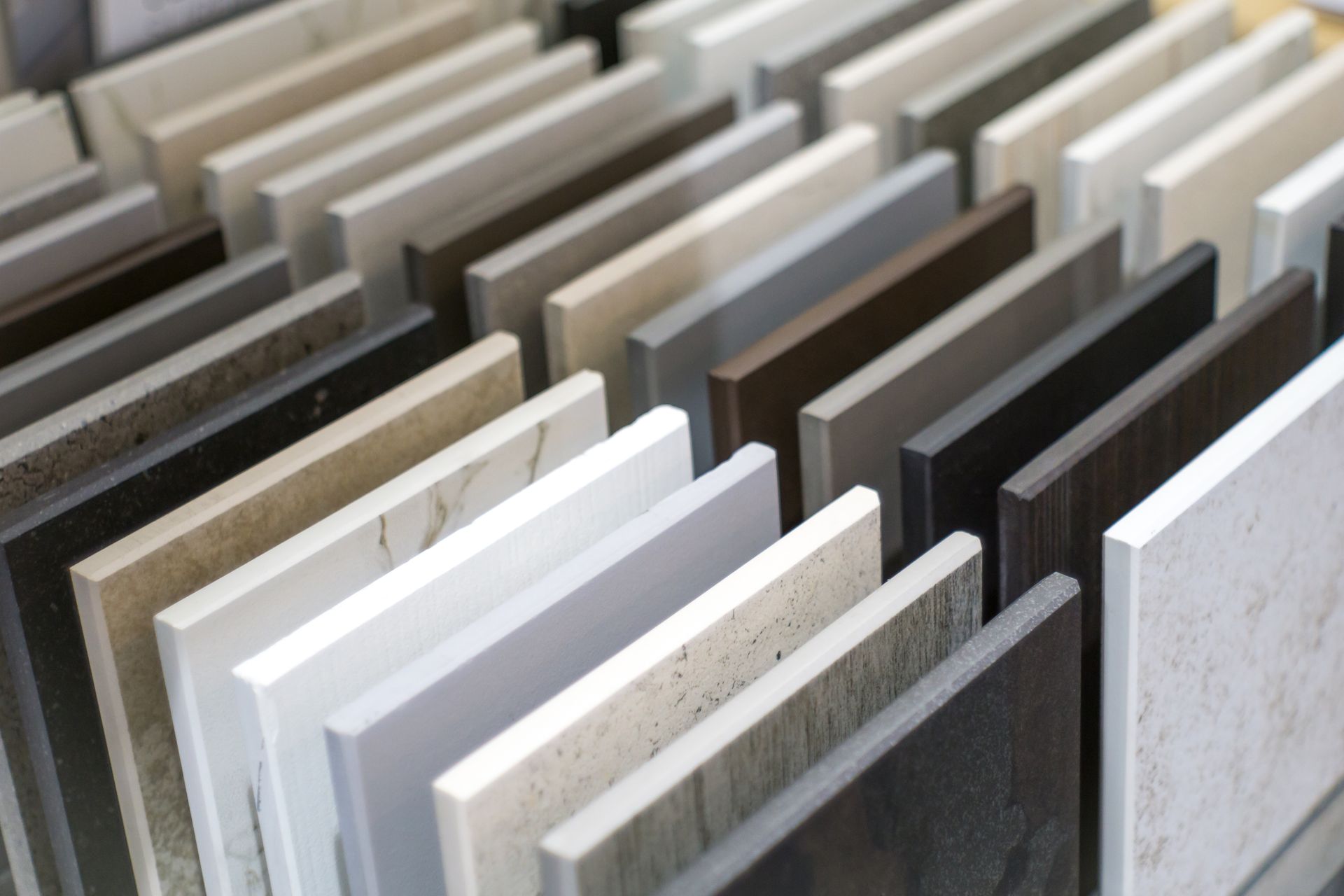 Stone kitchen countertop samples.