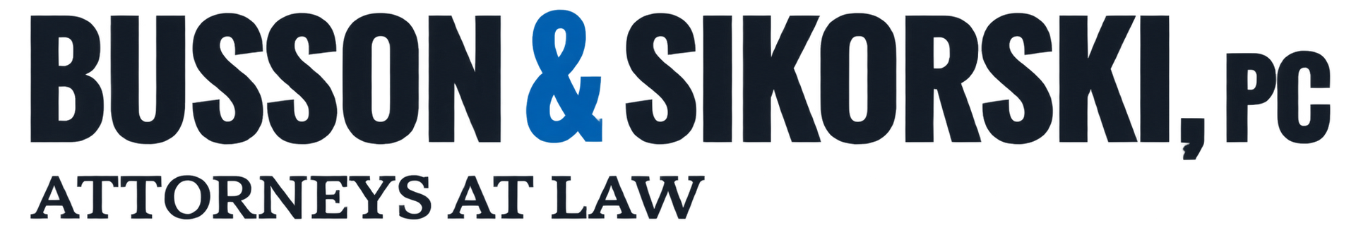 Busson & Sikorski, PC attorneys at law logo in navy and black text
