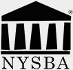 NYSBA logo with black courthouse columns and roof above the letters NYSBA