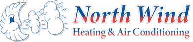 North Wind Heating & Air Conditioning logo with a stylized cloud and a wind symbol.