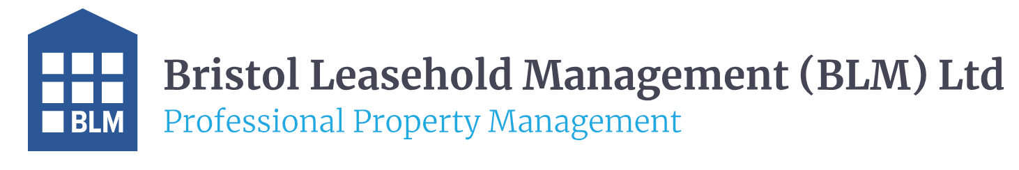 Bristol Leasehold Management (BLM) Ltd logo with blue building icon and teal tagline “Professional Property Management”