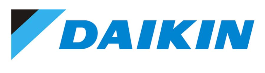 Daikin logo in blue with a light blue geometric mark on white background