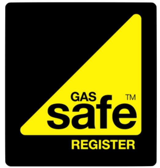 Gas Safe Register logo with yellow triangle on black background