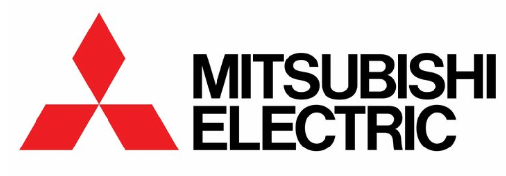 Mitsubishi Electric logo with red triangular emblem and black text on white background