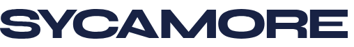 Sycamore logo in dark blue text on a white background