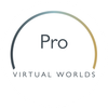 Pro Virtual Worlds logo with a gray-to-gold arc above the text