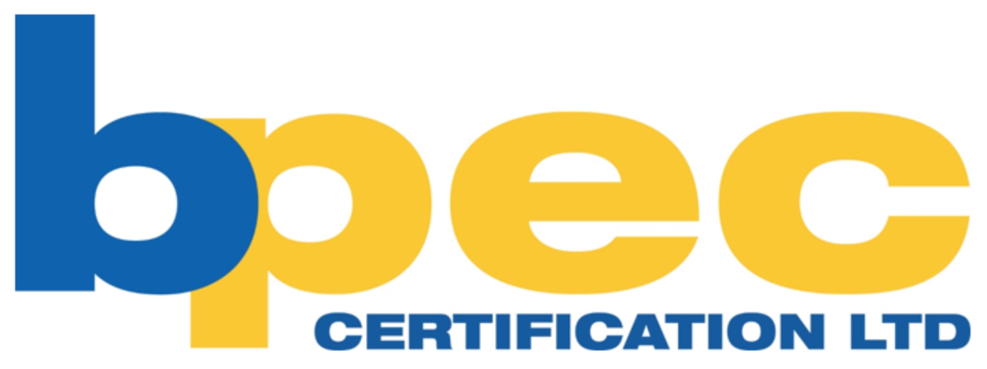 BPEC Certification Ltd logo in blue and yellow text on a white background