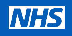 NHS logo in blue letters on a white background