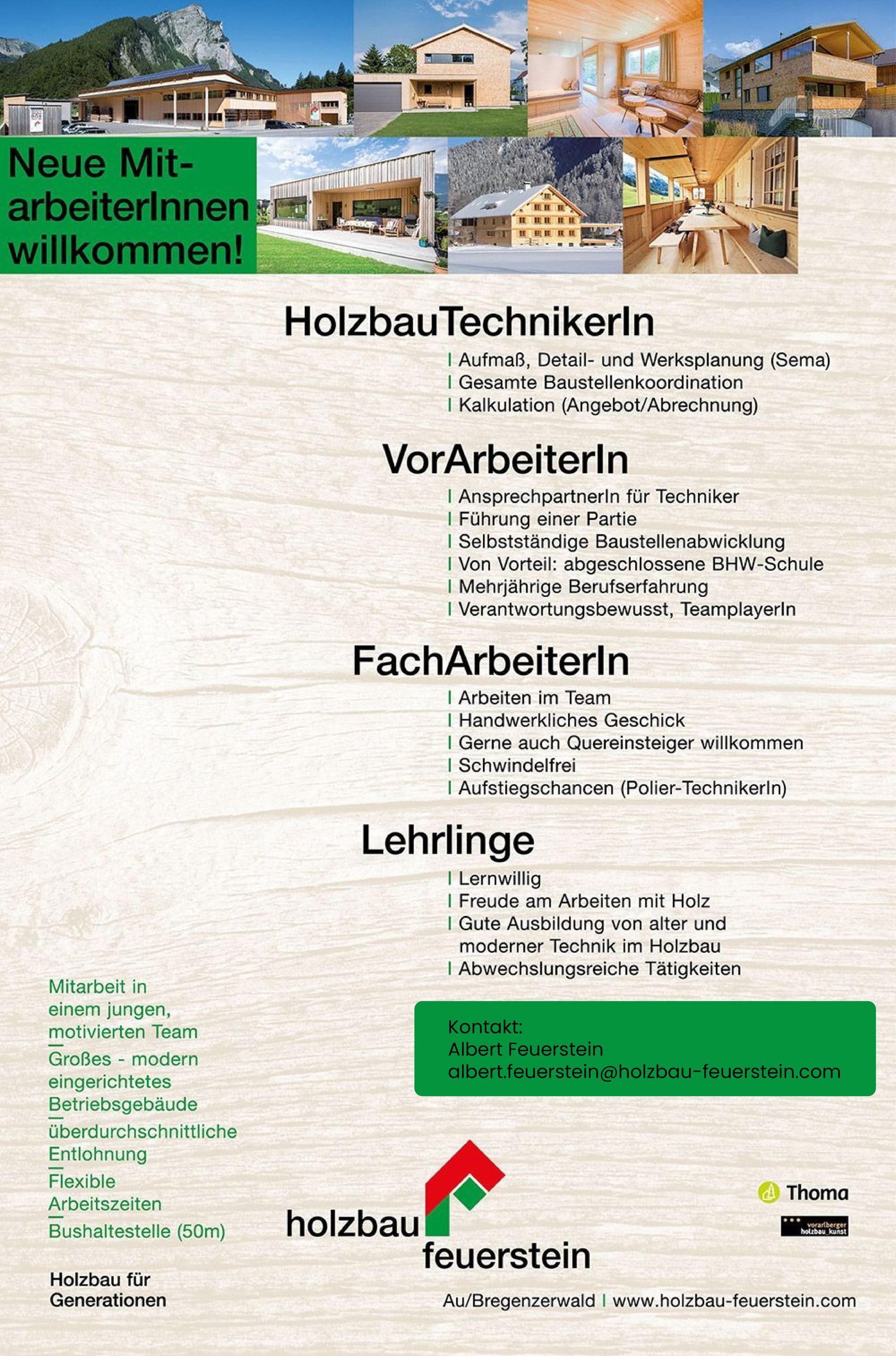 Ein Flyer für die Firma Holzbaufeuerstein
