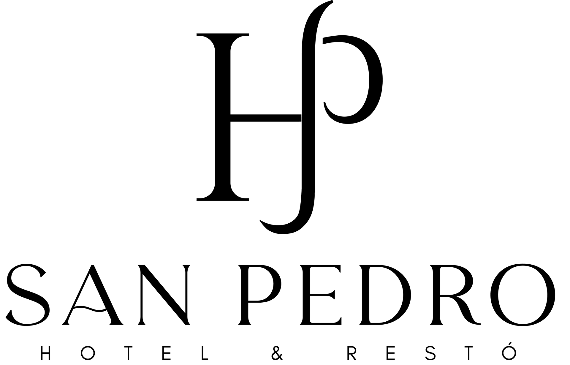 El logo del hotel y resto san pedro es blanco y negro.